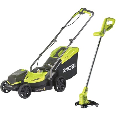 Used Ryobi RLM1833BLT1825M 18v ONE+ Cordless Lawnmower & Grass Trimmer 